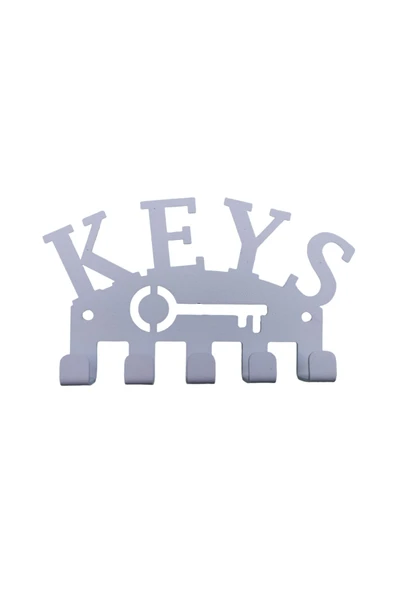 AJU Anahtar Askılığı Keys Yazılı Dekoratif Metal Tasarım Anahtarlık Paslanmaz Hediyelik Beyaz ürün görseli 1