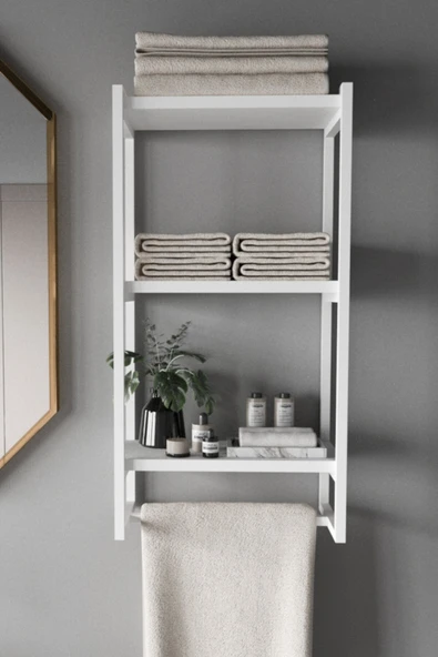 AJU Havluluk Duvar Rafı 3 Katlı Raf Banyo Mutfak Düzenleyici Modern Geniş Depolama Rafı Şık Havlu Askısı ürün görseli 1