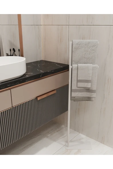 AJU Havluluk Kağıt Havlu Askısı Beyaz Metal Malzeme Kurulum Gerektirmez Devrilmez Banyo Dekorasyonu ürün görseli 1