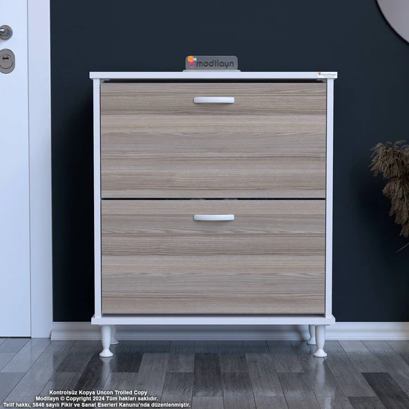 Modilayn UMAY Antre Hol 72x 90x 26 cm’ lik 2 Düşer Kapak 4 Raf Göz Bölmeli Ayakkabılık ürün görseli 1
