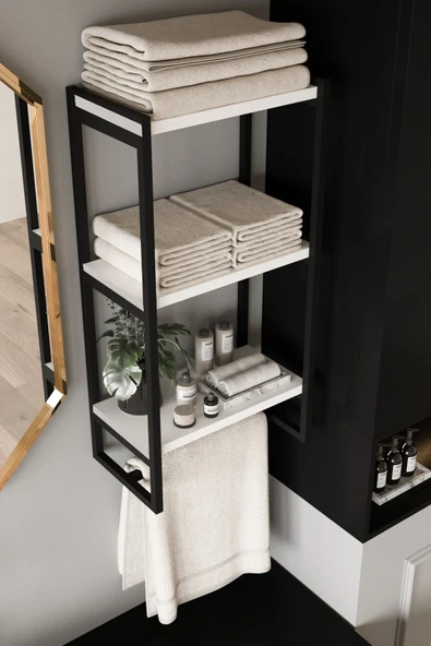 AJU Havluluk Duvar Rafı 3 Katlı Raf Banyo Mutfak Düzenleyici Modern Geniş Depolama Rafı Şık Havlu Askısı ürün görseli 1