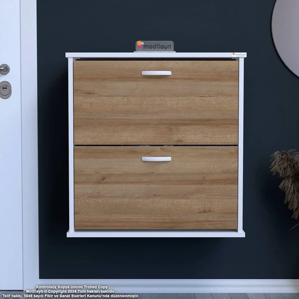 Modilayn UMAY Antre Hol 72x78x26 cm’ lik 2 Düşer Kapak 4 Göz Bölmeli Ayakkabılık ürün görseli 1