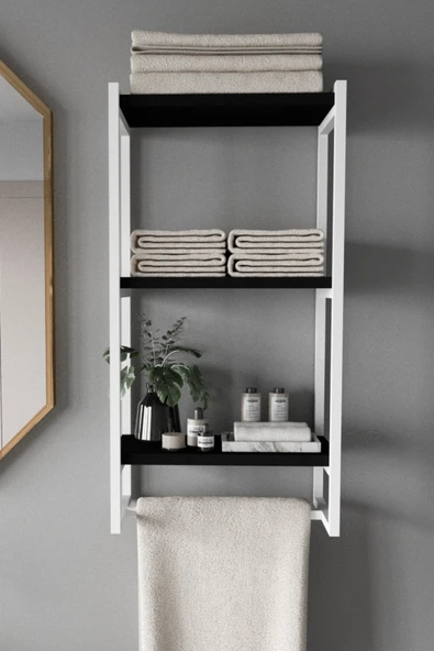 AJU Havluluk Duvar Rafı 3 Katlı Raf Banyo Mutfak Düzenleyici Modern Geniş Depolama Rafı Şık Havlu Askısı ürün görseli 1