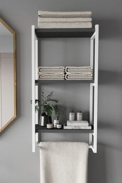 AJU Havluluk Duvar Rafı 3 Katlı Raf Banyo Mutfak Düzenleyici Modern Geniş Depolama Rafı Şık Havlu Askısı ürün görseli 1
