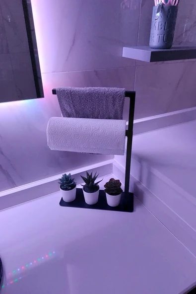 AJU Havluluk Tezgah Üzeri Kağıt Havluluk Mutfak Banyo Düzenleyici Metal Tasarım Montaj Gerektirmez Siyah ürün görseli 1