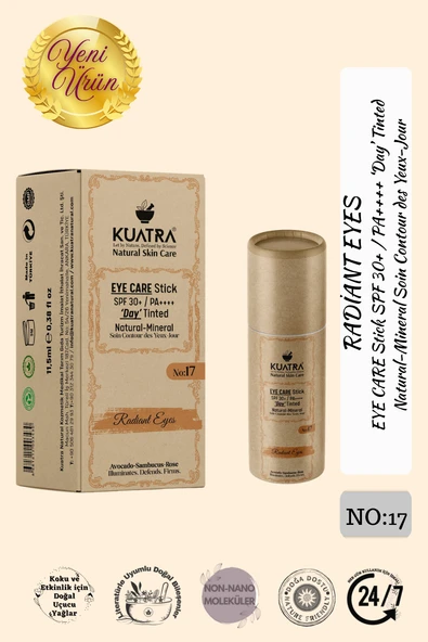 KUATRA Radiant Eyes Göz Çevresi Doğal Mineral Antiaging, Antioksidan Gündüz Bakım Stick SPF 30+ / PA++++ Renkli ürün görseli 1