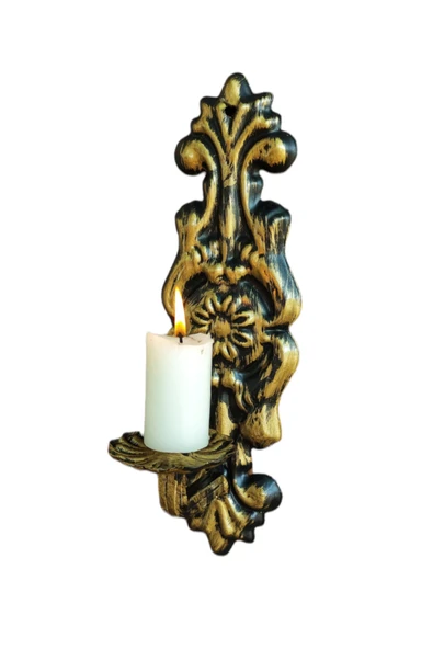 AJU Mumluk Duvar Şamdanı Aplik Ev Bahçe Balkon Ofis Dekorasyonu Özel Tasarım Hediye 31x10cm Eskitme Gold ürün görseli 1
