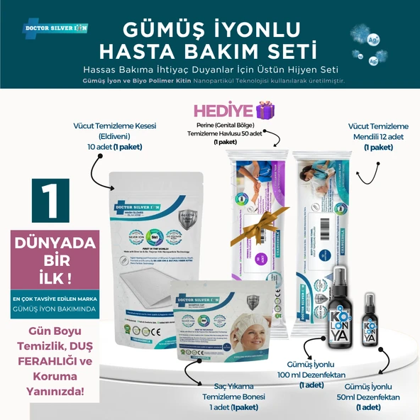 Gümüş İyonlu Yatan ve Evde Hasta Bakım Seti , 50’li Perine Mendili Hediyeli ürün görseli 1