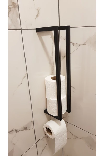 AJU Tuvalet Kağıtlığı - Duvara Monte Tuvalet Kağıdı Ve Havlu Depolama Ürünü - Wc Kağıtlık Mat Siyah ürün görseli 1