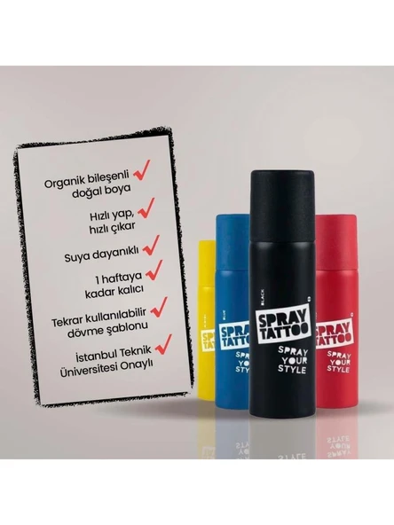 One Spray Tattoo Goa Pack Dövme Şablon Seti - Resim 6