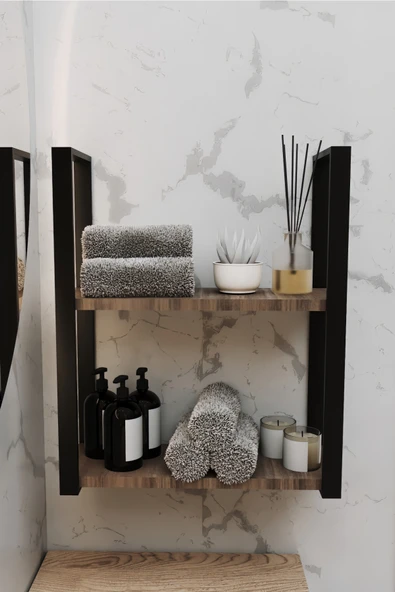 AJU 2 Katlı Duvar ve Tezgah Üzeri Raf Ev Banyo Mutfak Baharatlık, Kitaplık, Metal Çok Amaçlı Düzenleyici ürün görseli 1