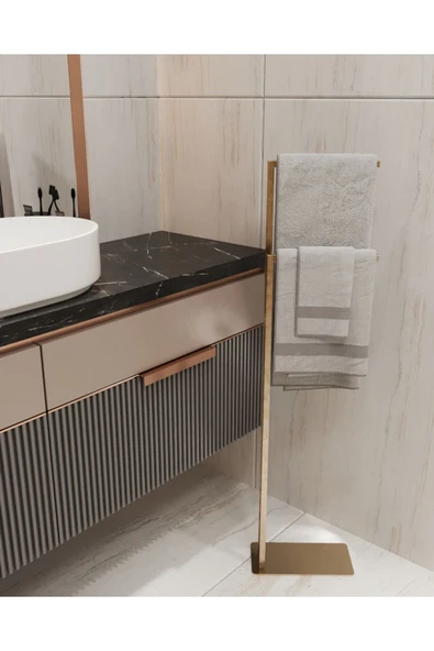 AJU Havluluk Kağıt Havlu Askısı Gold Metal Malzeme Kurulum Gerektirmez Devrilmez Banyo Düzenleyici ürün görseli 1