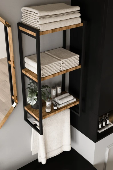 AJU Havluluk Duvar Rafı 3 Katlı Raf Banyo Mutfak Düzenleyici Modern Geniş Depolama Rafı Şık Havlu Askısı ürün görseli 1