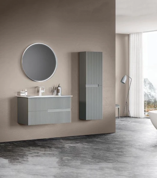 Orka Moonlight 70 cm Mat Gri Banyo Dolabı ve Boy Dolabı Takımı ürün görseli 1