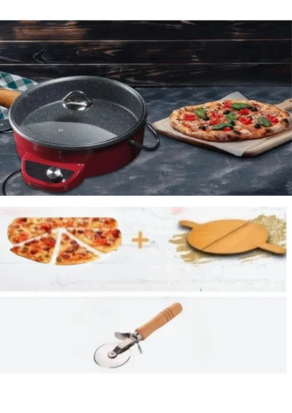 Tandırım Pizzacım Çok Amaçlı Pişirici Bordo (PİZZA KESİCİ VE KÜREK HEDİYELİ) ürün görseli 1