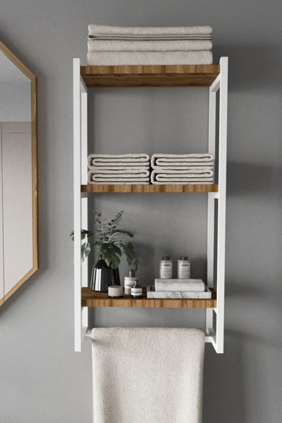 AJU Havluluk Duvar Rafı 3 Katlı Raf Banyo Mutfak Düzenleyici Modern Geniş Depolama Rafı Şık Havlu Askısı ürün görseli 1