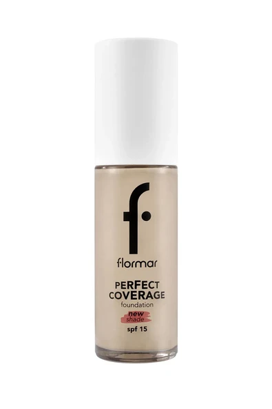 Flormar Perfect Coverage Yüksek Pigmentli & Yarı Parlak Bitişli SPF15 Fondöten  130 LIGHT BEIGE ürün görseli 1