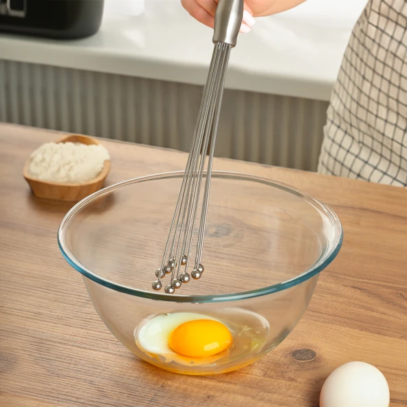 Mucit Home Ayarlanabilir Paslanmaz Çelik Metal Boncuk Top Uçlu Çırpıcı Sos Karıştırıcı Top Uçlu Yumurta Çırpıcı ürün görseli 1