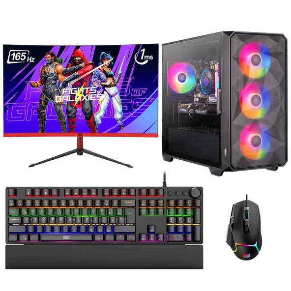 Dragos DRx6988 Ryzen 5 5500 16GB Ram 512GB M.2 NVMe Gigabyte Windforce 8GB RTX5060 23.6 165Hz Curved Oem Paket ürün görseli 1