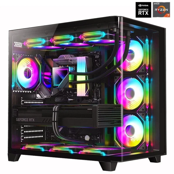 Dragos DRx7243 Ryzen 7 5700X 32GB Ram 2TB NVMe Gigabyte Windforce 8GB RTX5060 Sıvı Soğutmalı Oem Paket ürün görseli 1