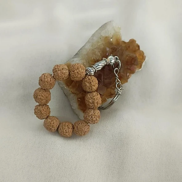 Tesbih Anahtarlık 11 li 10 mm Doğal Rudraksha Rudraşka Mini Tesbih ürün görseli 1