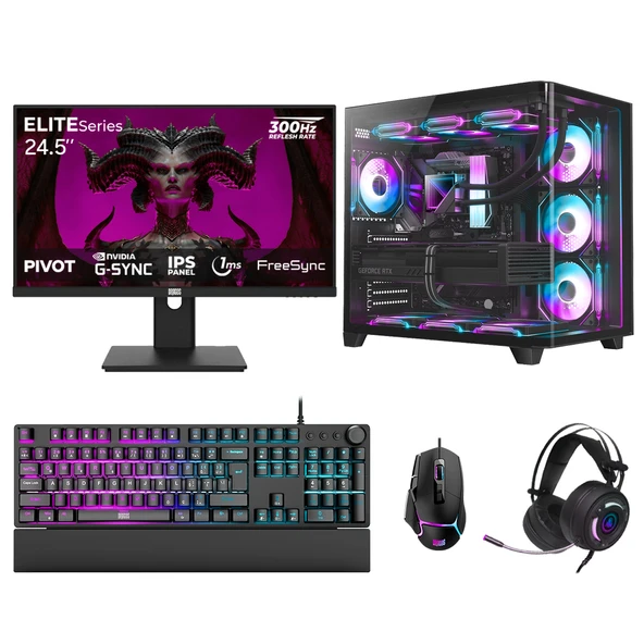 Dragos DRx7888 Ryzen 7 9800X3D 32GB DDR5 2TB GEN4 NVMe 16GB RTX5070Ti 24.5 İnç 300Hz 1ms Oem Paket ürün görseli 1