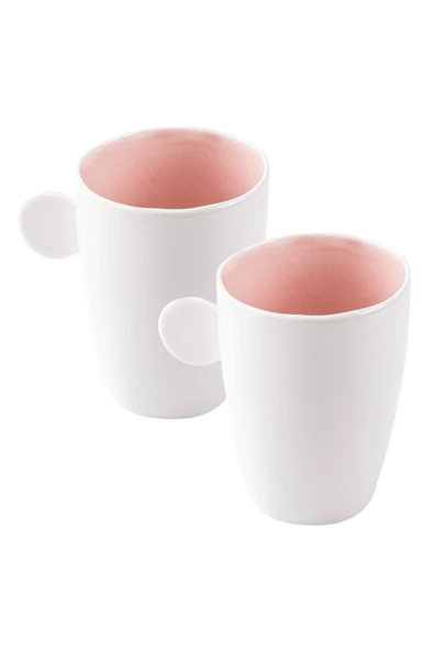 Tantitoni Round Pembe Porselen İkili Kupa Seti 220ml ürün görseli 1