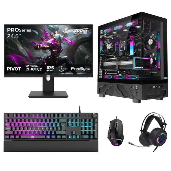 Dragos DRx7856 Ryzen 7 7800X3D 32GB DDR5 2TB GEN4 NVMe 12GB RTX5070 24.5 İnç 200Hz 1ms Oem Paket ürün görseli 1
