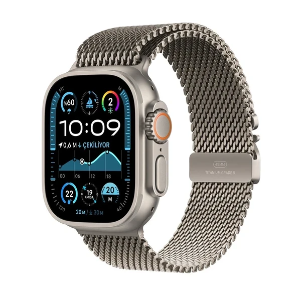 APPLE Watch Ultra 2 GPS + Cellular 49mm Natürel Titanyum Kasa + Natürel Titanyum Milano Loop - M ürün görseli 1