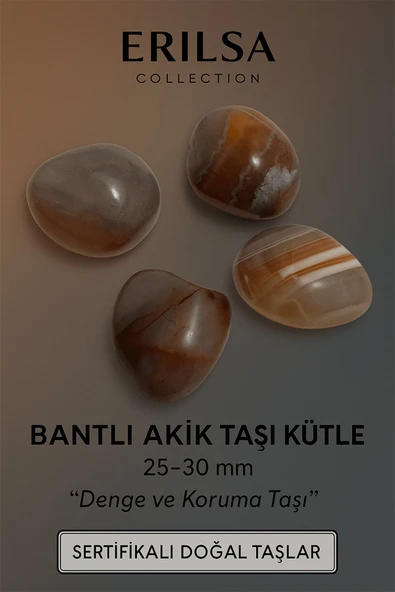 Sertifikalı Bantlı Akik Taşı Kütle 25–30 mm Denge Koruma ve Topraklanma Taşı ürün görseli 1
