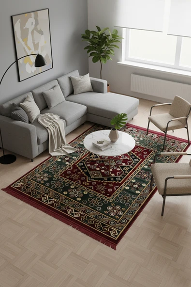 Makina Halısı Saçaklı Kaymaz Taban Halı 2x3 Metre ürün görseli 1
