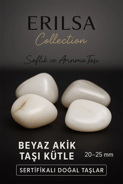 Sertifikalı Beyaz Akik Taşı Kütle 20–25 mm – Saflık ve Arınma Taşı Doğal Taş ürün görseli 1