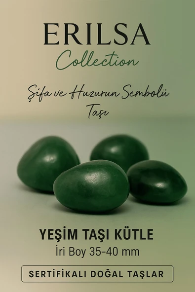 Sertifikalı Yeşim (Green Jade) Taşı Kütle 35–40 mm – İri Boy Şifa ve Huzur Taşı ürün görseli 1
