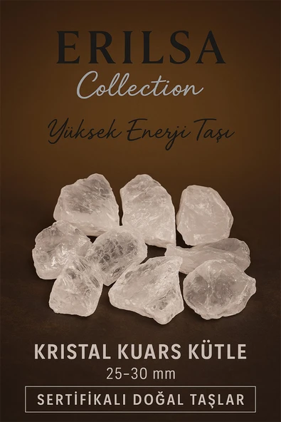 Sertifikalı Kristal Kuvars Taşı Kütle 25–30 mm – Yüksek Enerji ve Arınma Taşı Doğal Ham Form ürün görseli 1