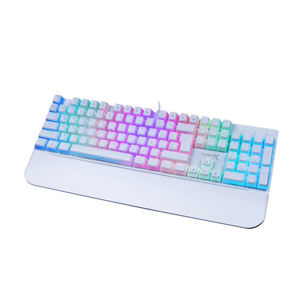 Turbox TR-MK10PD Gaming Mekanik Pudding Tuş Bilek Destekli Blue Switch Beyaz Mekanik Rgb Klavye ürün görseli 1