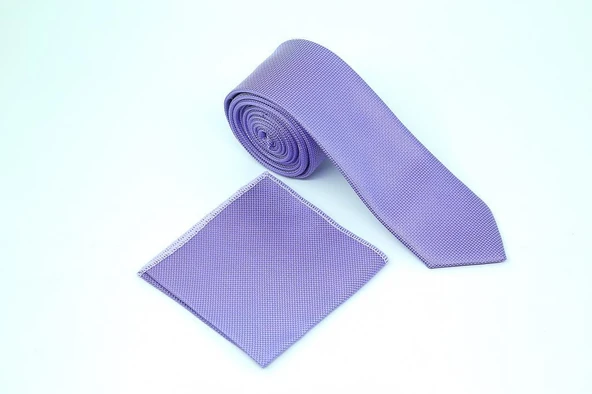 Brianze Lila Kravat Mendil Yaka Çiçeği Set - Resim 3