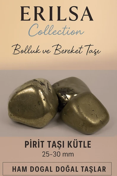 Sertifikalı Pirit Taşı Kütle 25–30 mm Ham Doğal – Bolluk Bereket ve Zenginlik Taşı ürün görseli 1