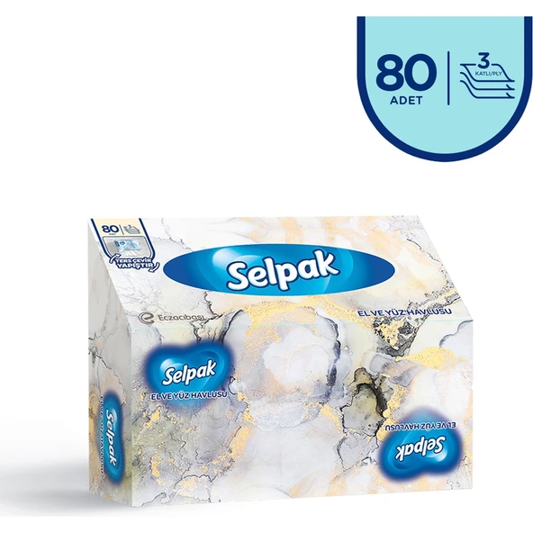 Selpak El ve Yüz Havlusu Kutulu Mermer Desen 80 Yaprak ürün görseli 1