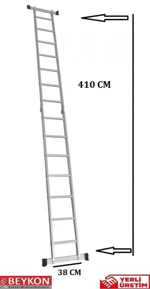 Beykon 7+7 Basamak 1,2 mm Alüminyum Tek Kırma Çok Amaçlı Katlanır Merdiven ürün görseli 1