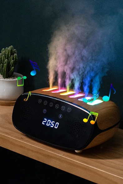 EXENAR Oda Hava Nemlendirici - Aroma Difüzörü - Hoparlör Mini Speaker - Dijital Saat - RGB Dinamik Led Işık ürün görseli 1