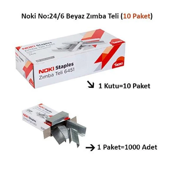 Noki 6451 Zımba Teli No:24/6 1000' li Tel 10 Kutu ürün görseli 1
