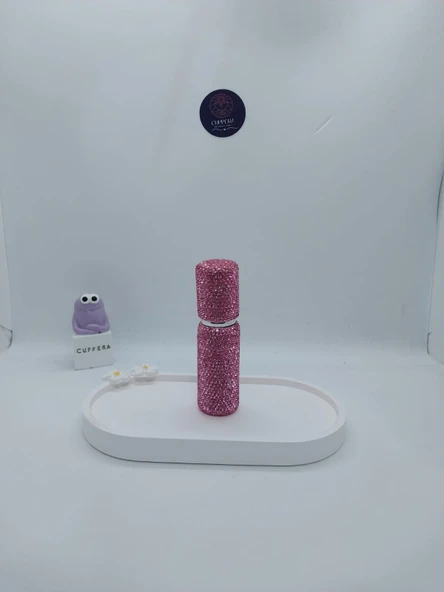 Parıldayan Elmas İşlemeli Mini Doldurulabilir Parfüm Şişesi 10 ML (Pembe) - Resim 2