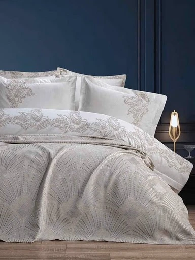 Bella Home Firdevs 7 Parça Yatak Örtüsü Seti Cappuccino ürün görseli 1
