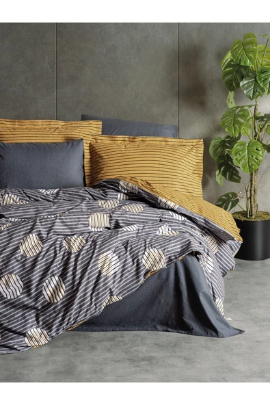 Cotton Box Modern Çift Kişilik Nevresim Takımı Strew Gri ürün görseli 1