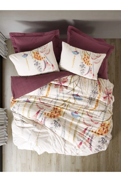 Cotton Box Tek Kişilik Nevresim Takımı Flos Bordo ürün görseli 1