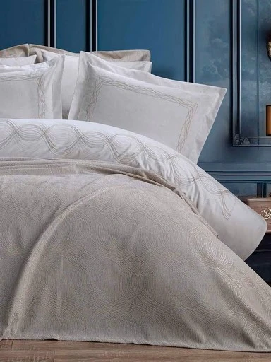 Bella Home Aren 7 Parça Yatak Örtüsü Seti Cappiccino ürün görseli 1