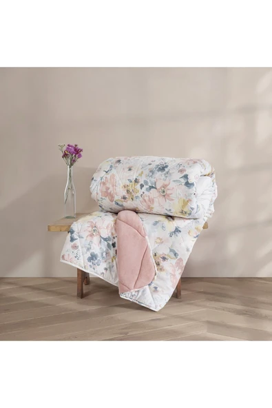 Velvet Çift Kişilik Yorgan Dalya Pudra 195x215 cm ürün görseli 1