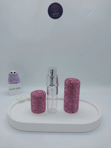 Parıldayan Elmas İşlemeli Mini Doldurulabilir Parfüm Şişesi 10 ML (Pembe) - Resim 6