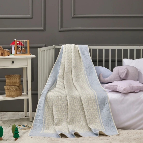 LaFiny- Honeycomb Bebek Battaniye %70 Bambu %30 Micro Kumaş 110CM x 150CM Mavi ürün görseli 1