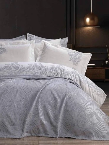 Bella Home Firdevs 7 Parça Yatak Örtüsü Seti Gri ürün görseli 1